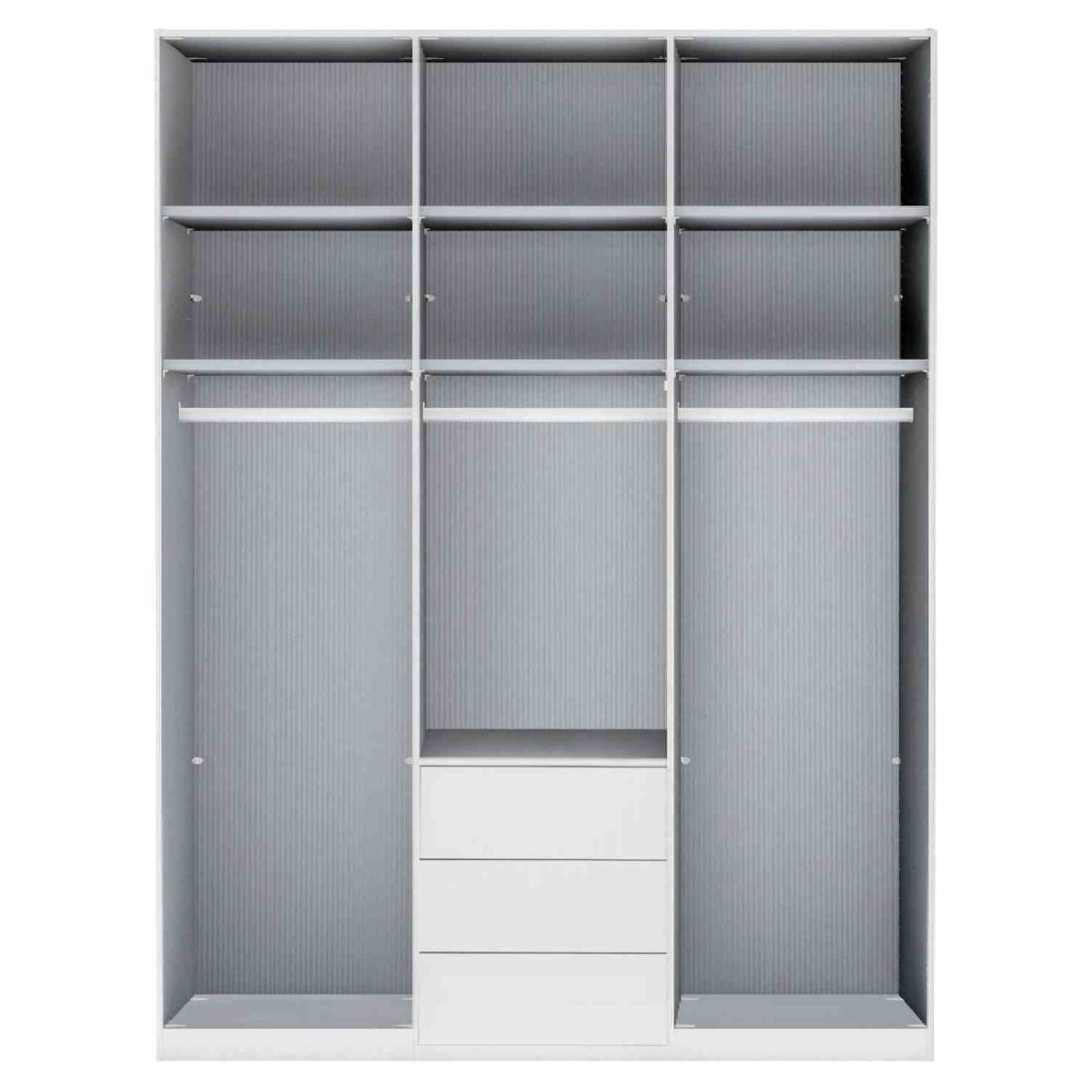 Oakwood Wiemann Monaco 3 Door Glass Front Wardrobe With Drawers