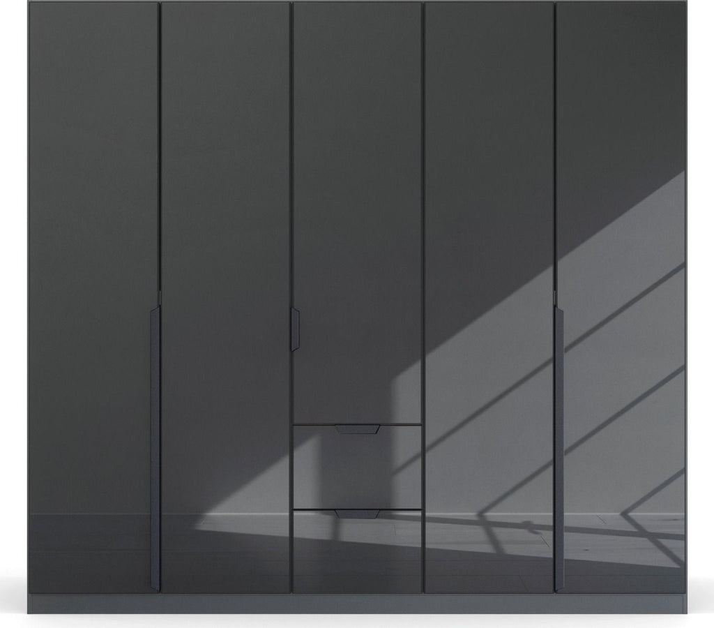 Oakwood Rauch Bassalt Glass Modern Quadra Spin 5 Door Combi 226CM Wardrobe