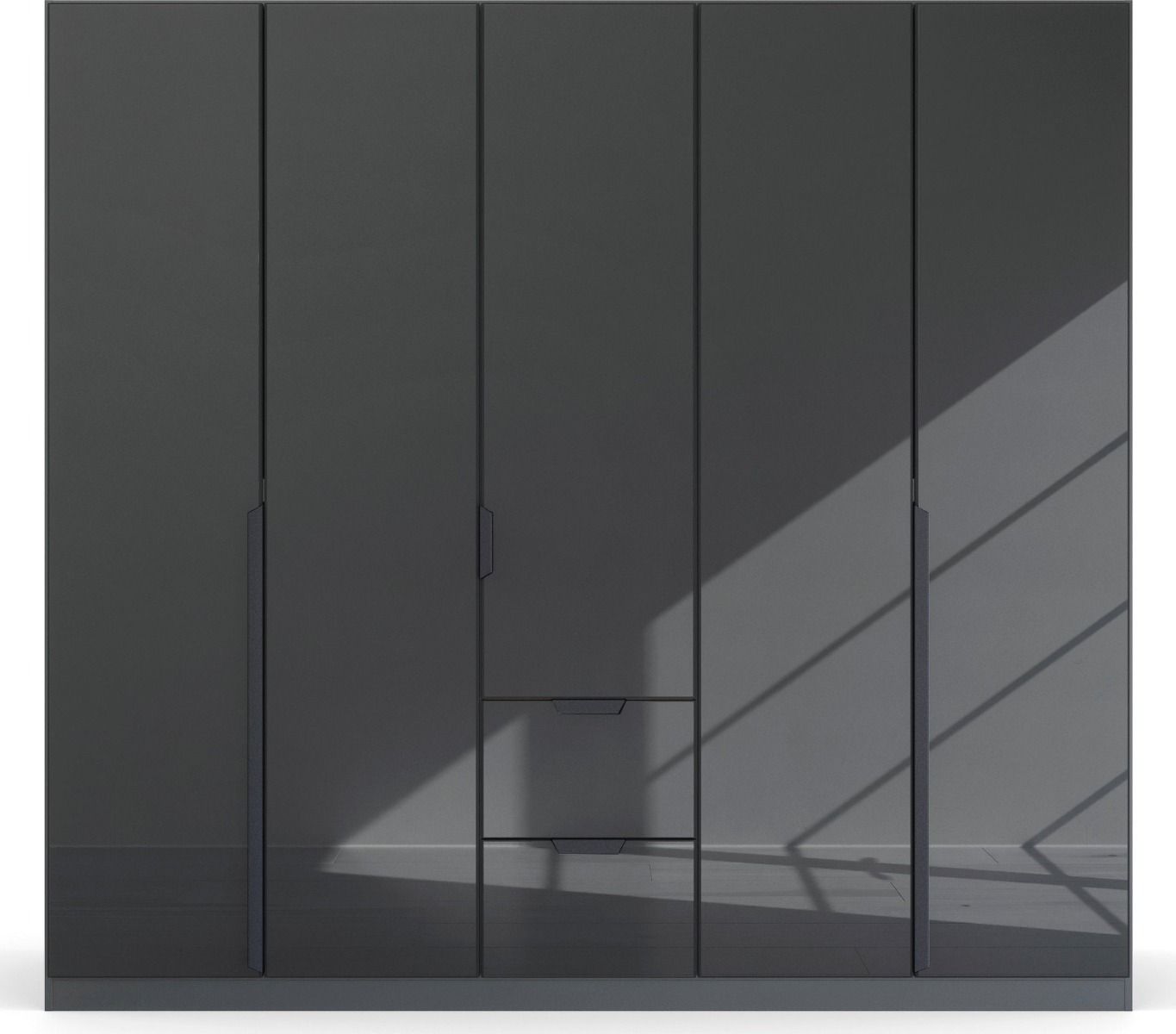 Oakwood Rauch Bassalt Glass Modern Quadra Spin 5 Door Combi 226CM Wardrobe