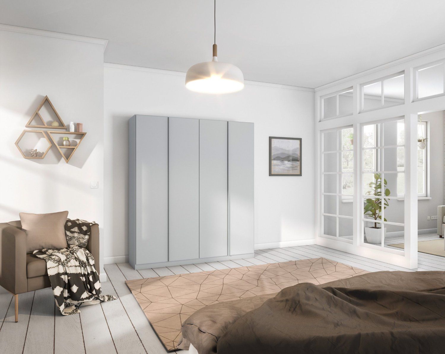 Oakwood Rauch Monostar Silk Grey 4 Door Hinged Wardrobe W181CM