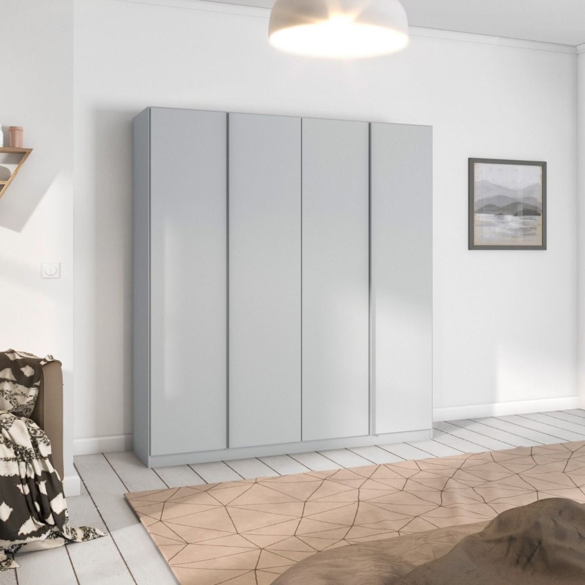 Oakwood Rauch Monostar Silk Grey 4 Door Hinged Wardrobe W181CM