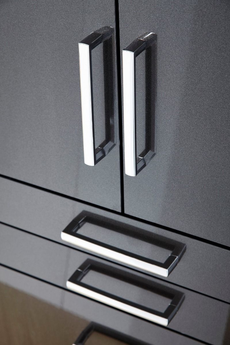 Oakwood Rauch Homburg High Gloss Effect Grey 4 Door Hinged Combi Wardrobe
