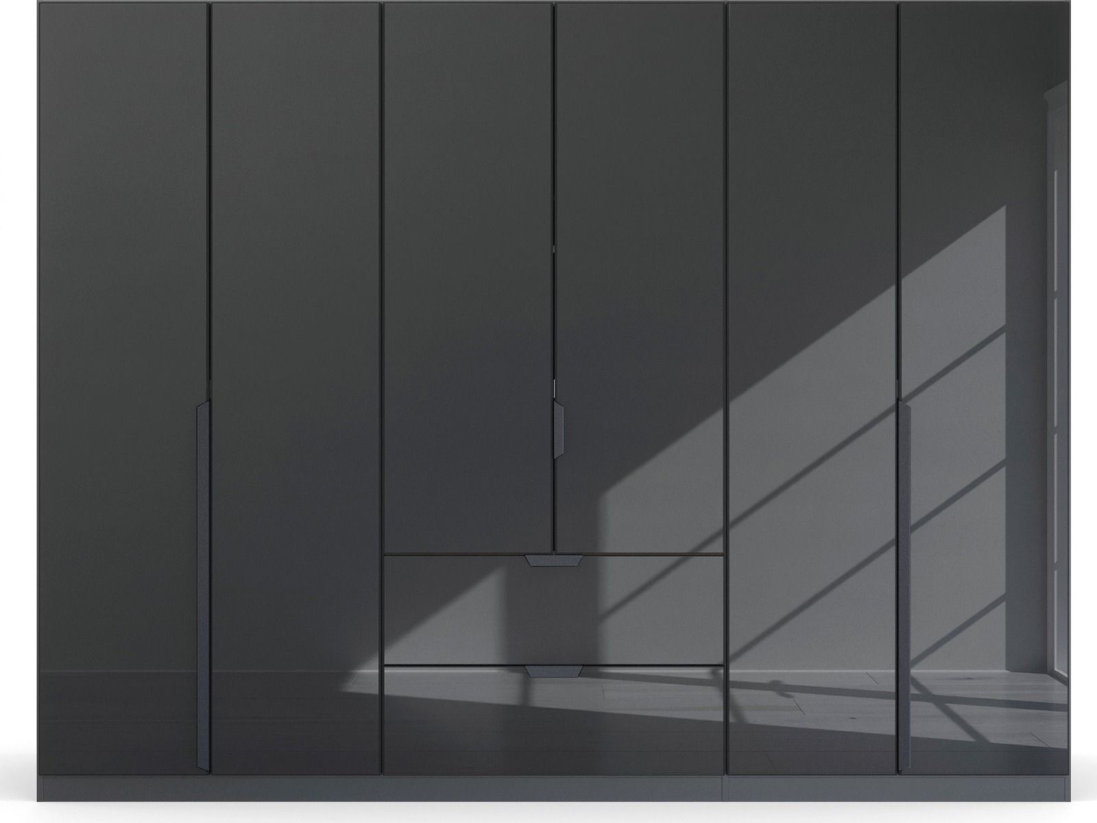 Oakwood Rauch Basalt Glass Modern Quadra Spin 6 Door Combi 271CM Wardrobe