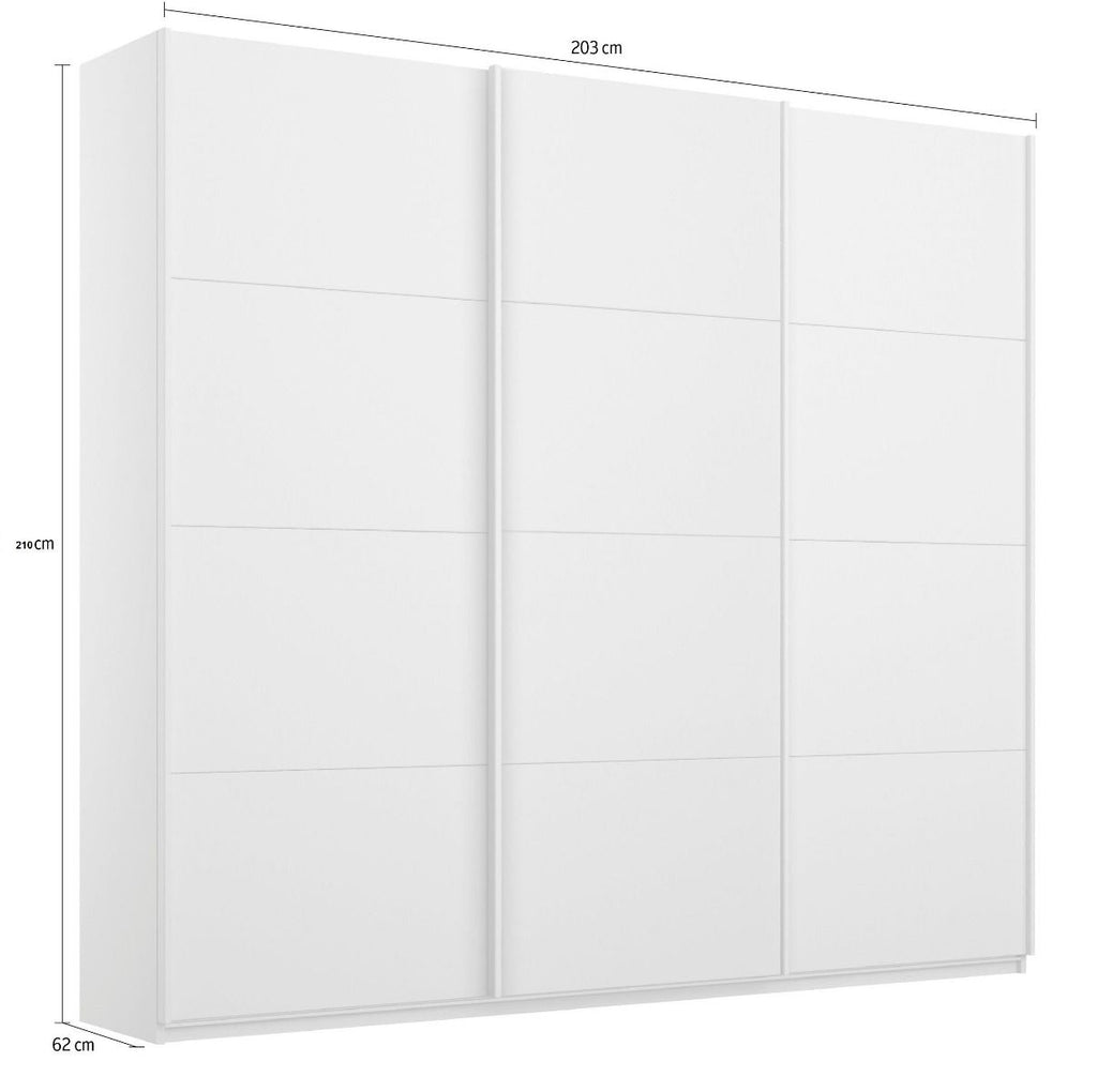 Oakwood Rauch Kulmbach Alpine White 3 Sliding Door Wardrobe 203CM Wide