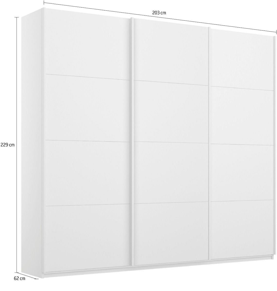 Oakwood Rauch Kulmbach Alpine White 3 Sliding Door Wardrobe 203CM Wide