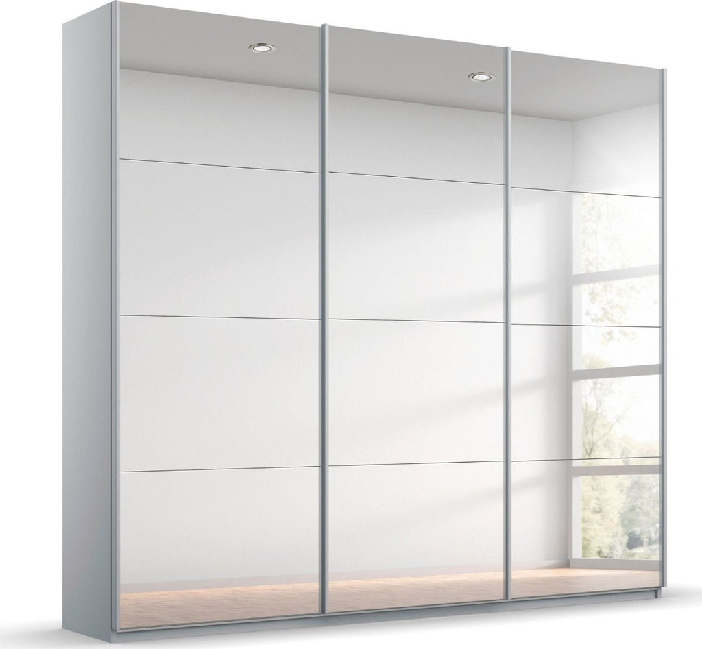 Oakwood Rauch Oracle Silk Grey 3 Door Full Mirror Sliding Wardrobe 203CM