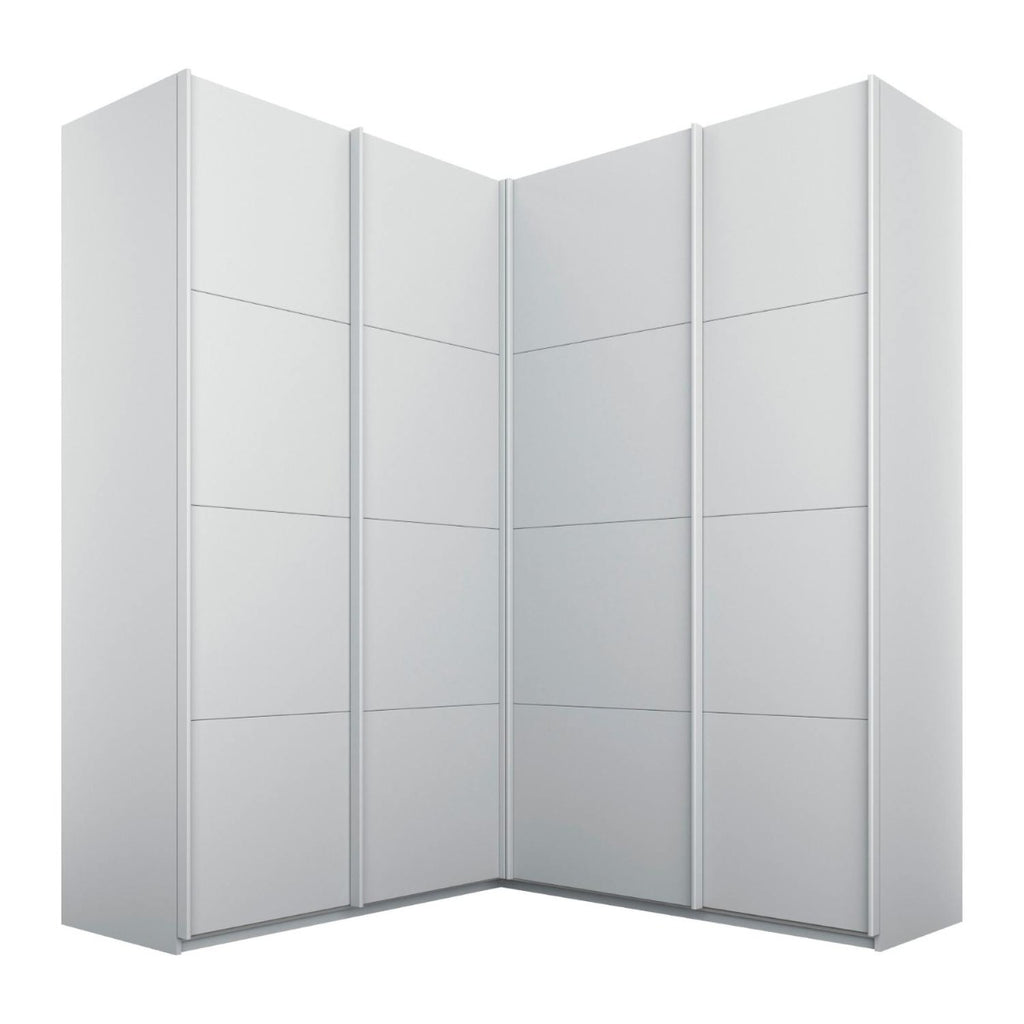 Oakwood Rauch Luma 181cm 4 Door Corner Sliding Wardrobe with 4 Decor Doors