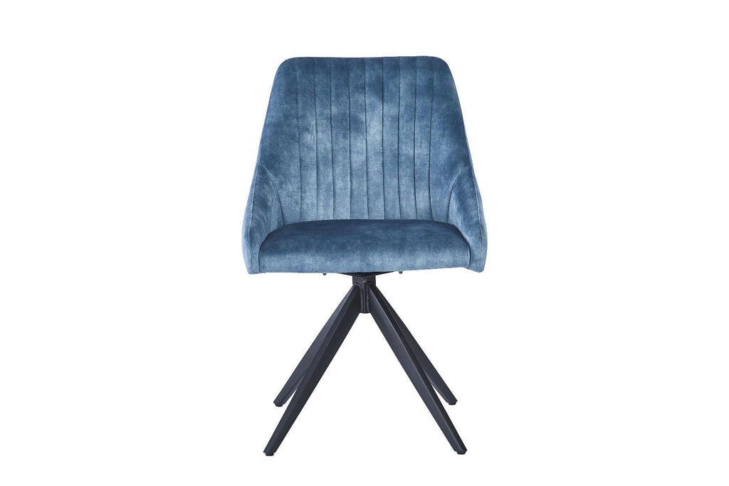Oakwood Harlan Velvet Swivel Dining Chair with Black Legs