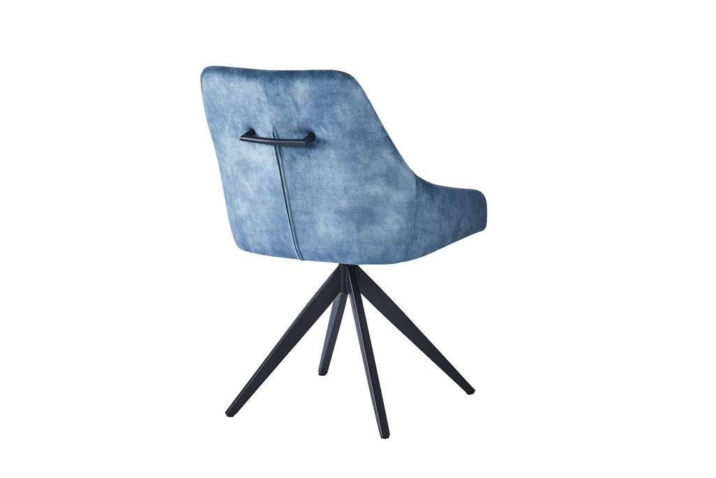 Oakwood Harlan Velvet Swivel Dining Chair with Black Legs