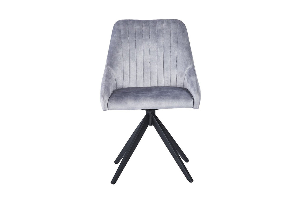 Oakwood Harlan Velvet Swivel Dining Chair with Black Legs