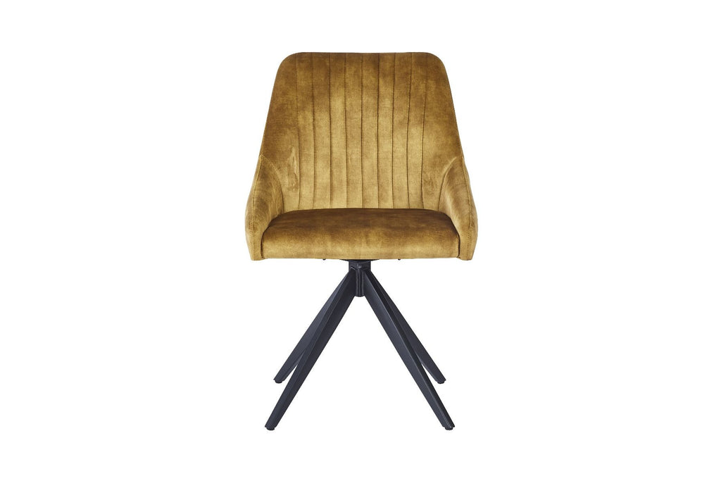 Oakwood Harlan Velvet Swivel Dining Chair with Black Legs