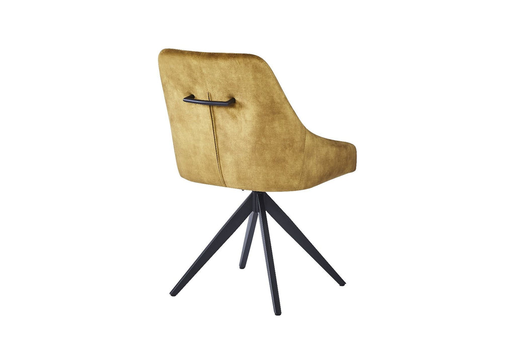 Oakwood Harlan Velvet Swivel Dining Chair with Black Legs