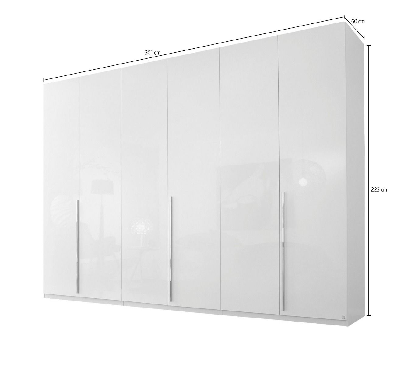 Oakwood Rauch Montclar 6 Door Hinged High Gloss White Wardrobe with Premium Interior