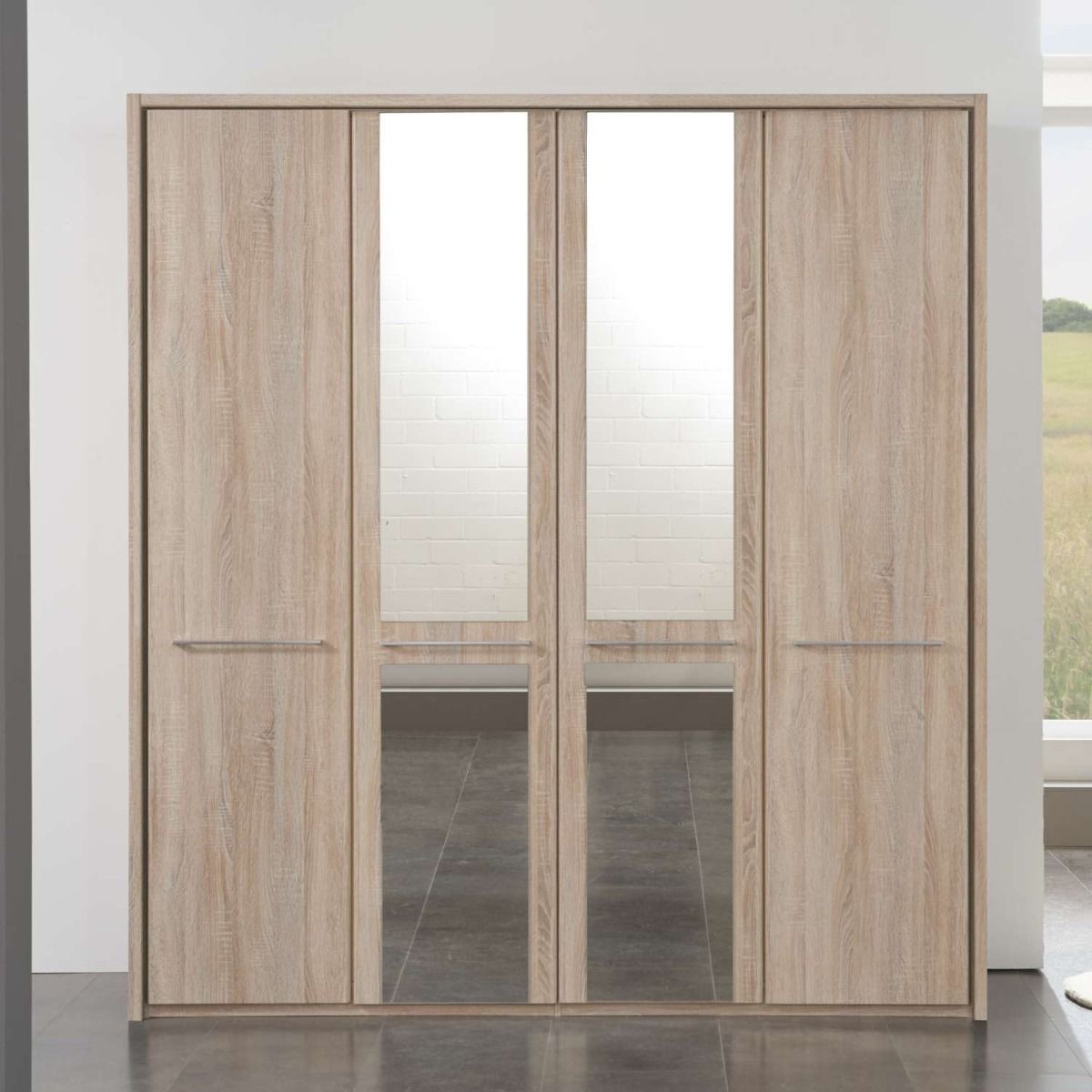 Oakwood Wiemann Dakar Rustic Oak 4 Door Wardrobe with Passepartout Frame