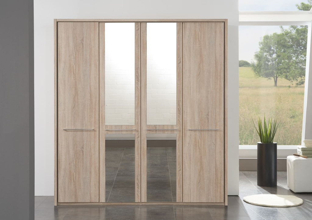 Oakwood Wiemann Dakar Rustic Oak 4 Door Wardrobe with Passepartout Frame