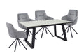 Oakwood Malindi Ceramic  Ext White Dining Table With Nicole Swivel Dining Chairs