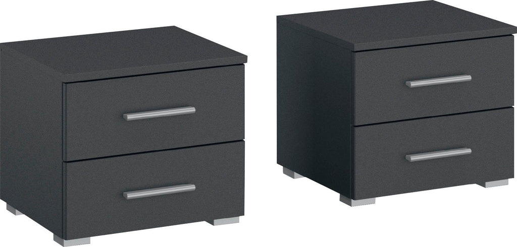 Oakwood Rauch Base 2 Drawer Metallic Grey Bedside Cabinet