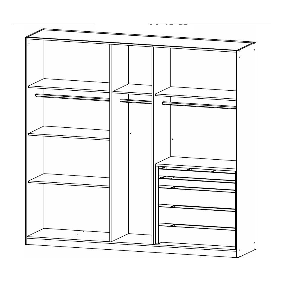Oakwood Rauch Monostar Silk Grey 5 Door Hinged Wardrobe W226CM