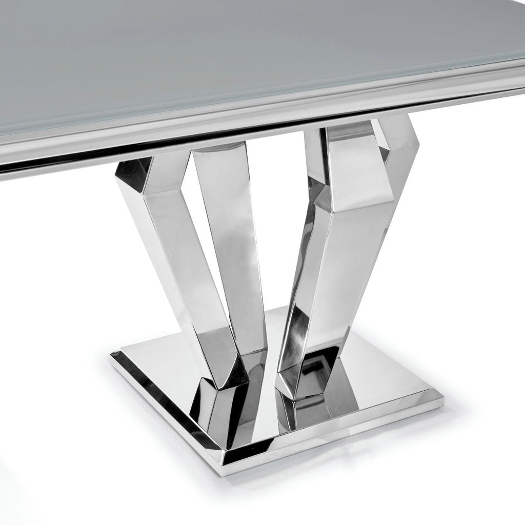 Oakwood Sorrento 1.8m Polished Steel & Grey Marble Top Dining Table