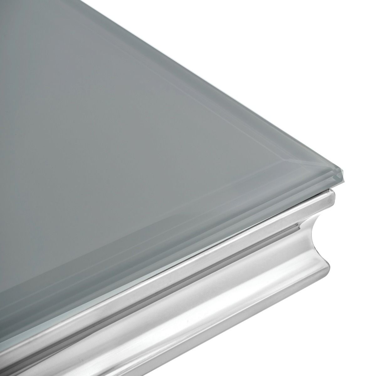 Oakwood Sorrento 1.8m Polished Steel & Grey Glass Top Dining Table