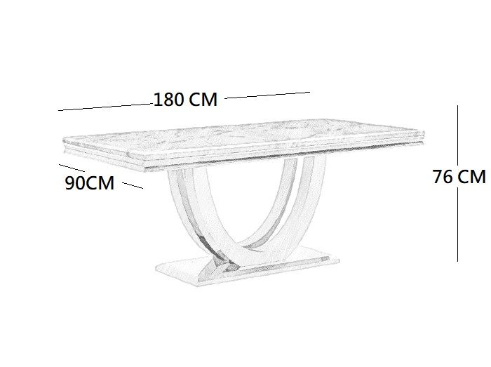 Oakwood Denver 1.8M Grey Marble Top Dining Table