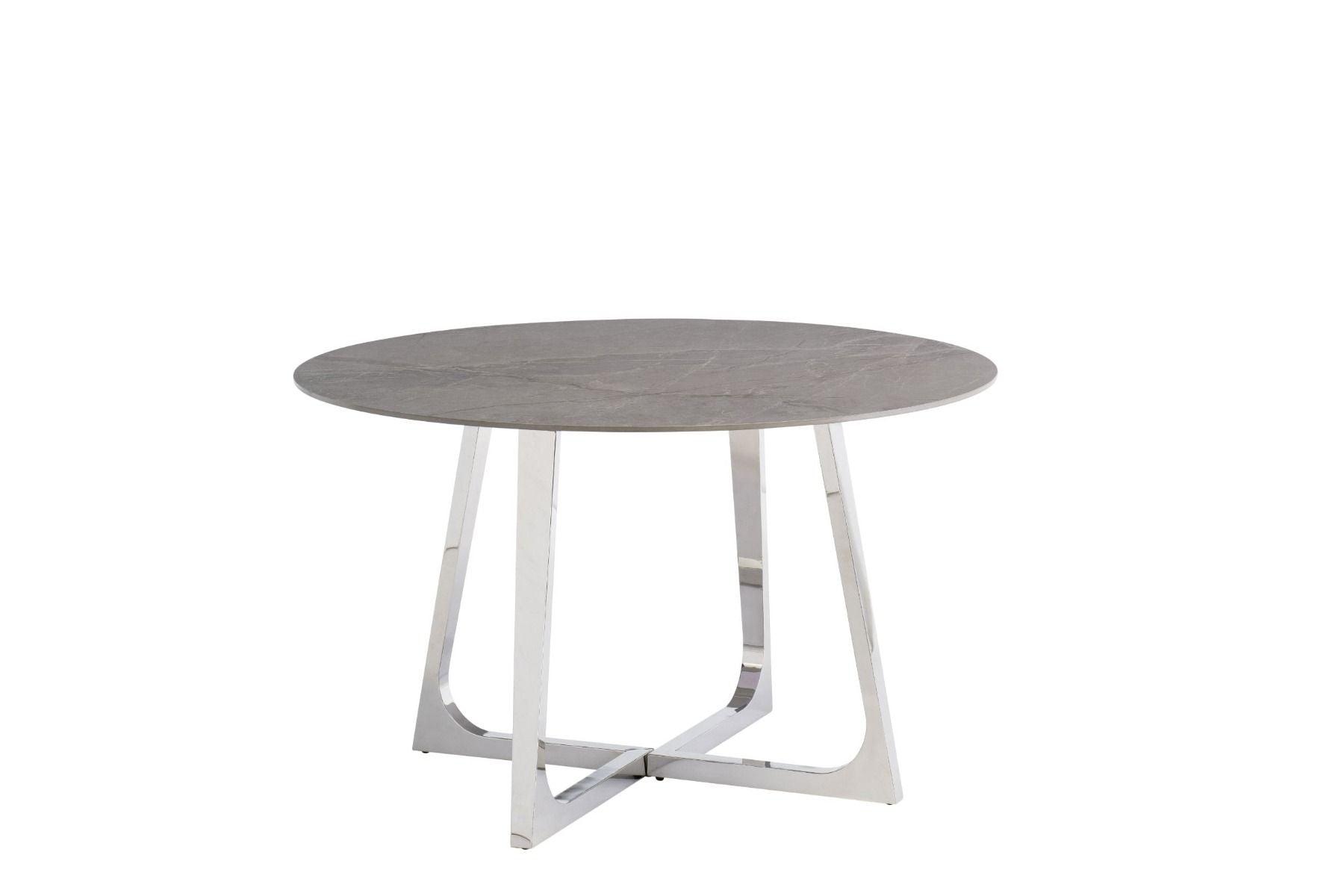 Oakwood Tesana Round Grey Stone Top Dining Table with Arch PU Dining Chairs