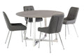 Oakwood Tesana Round Grey Stone Top Dining Table with Arch PU Dining Chairs