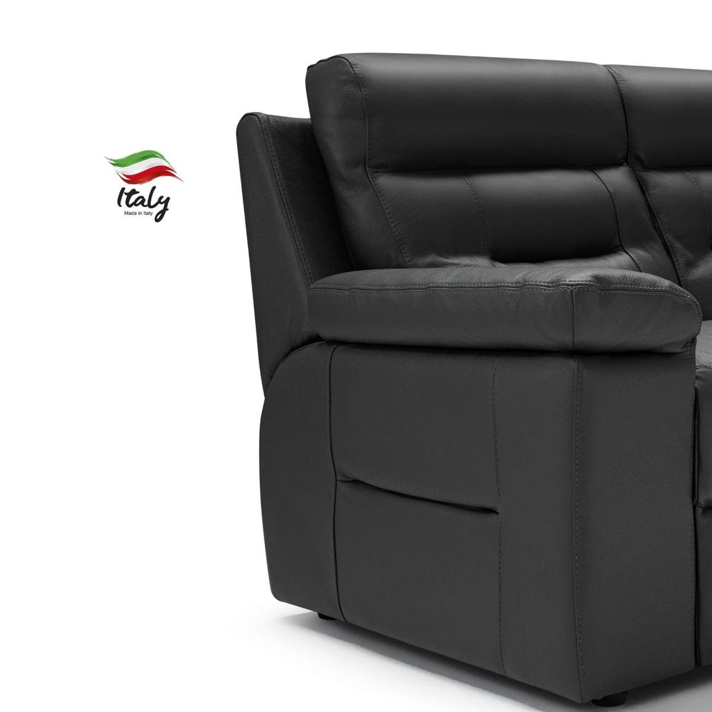 Oakwood Osbourne Italian Grey Full Natural Grain Thick Leather 3 Seater Sofa