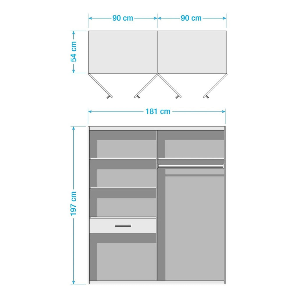 Oakwood RAUCH TUBINGEN White & Grey 3 Door Hinged wardrobe