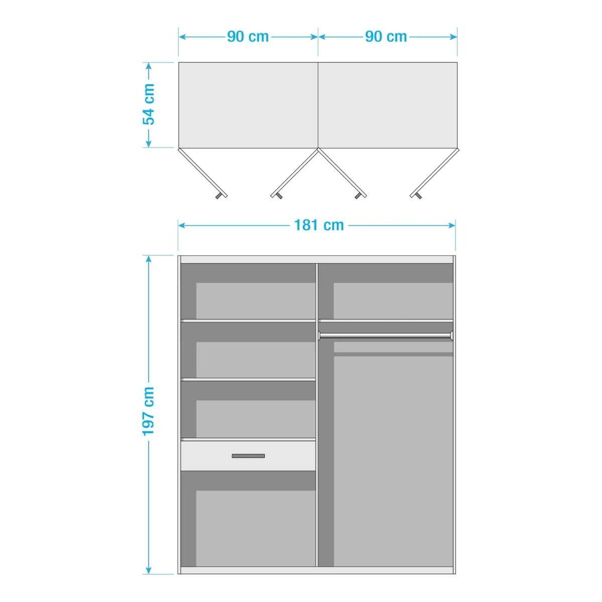 Oakwood RAUCH TUBINGEN White & Grey 3 Door Hinged wardrobe