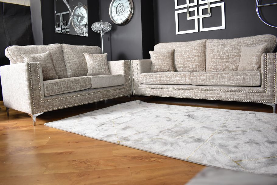 Oakwood Milan Fabric 3 Seater Upholstered Sofa