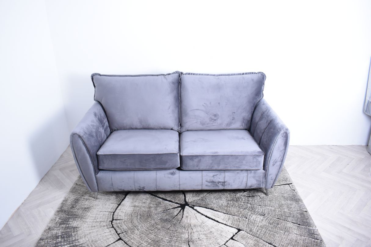 Oakwood Sophia Plush Velvet Fabric 3 Seater Upholstered Sofa