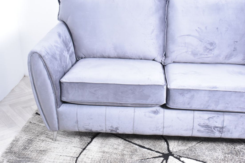 Oakwood Sophia Plush Velvet Fabric 3 Seater Upholstered Sofa