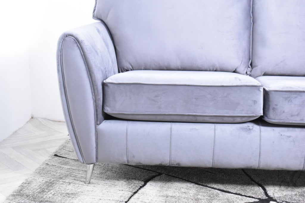 Oakwood Sophia Plush Velvet Fabric 3 Seater Upholstered Sofa