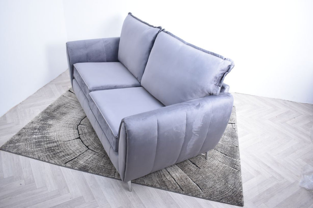 Oakwood Sophia Plush Velvet Fabric 3 Seater Upholstered Sofa