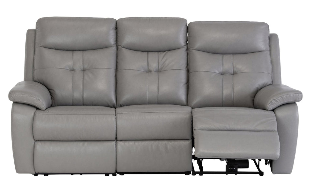 Oakwood Chicago 3 Seater Grey Leather Power Recliner Sofa