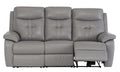 Oakwood Chicago 3 Seater Grey Leather Power Recliner Sofa