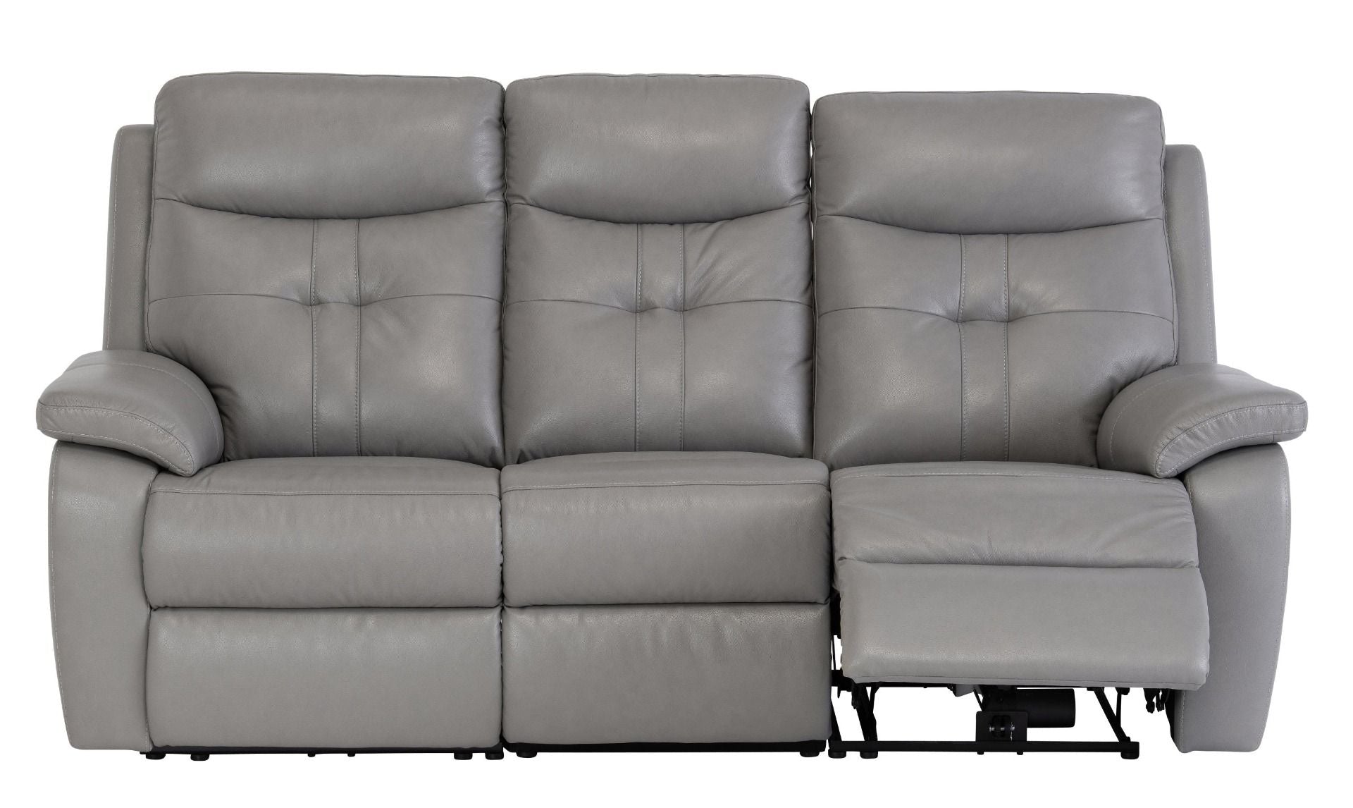 Oakwood Chicago 3 Seater Grey Leather Power Recliner Sofa