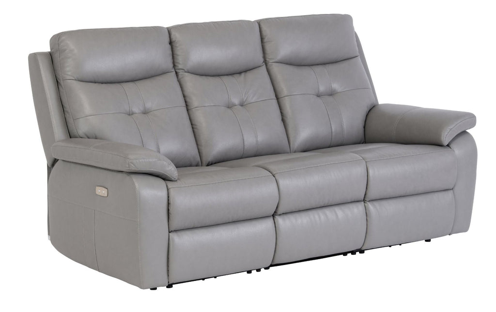 Oakwood Chicago 3 Seater Grey Leather Power Recliner Sofa