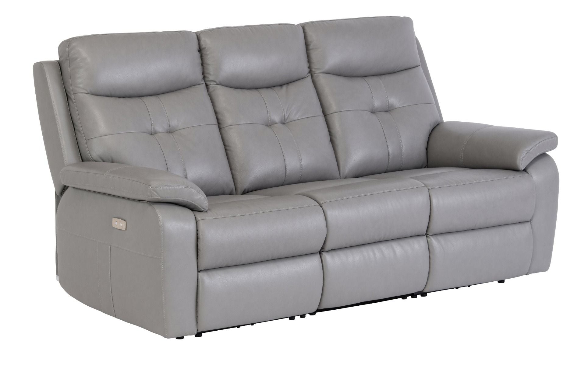 Oakwood Chicago 3 Seater Grey Leather Power Recliner Sofa