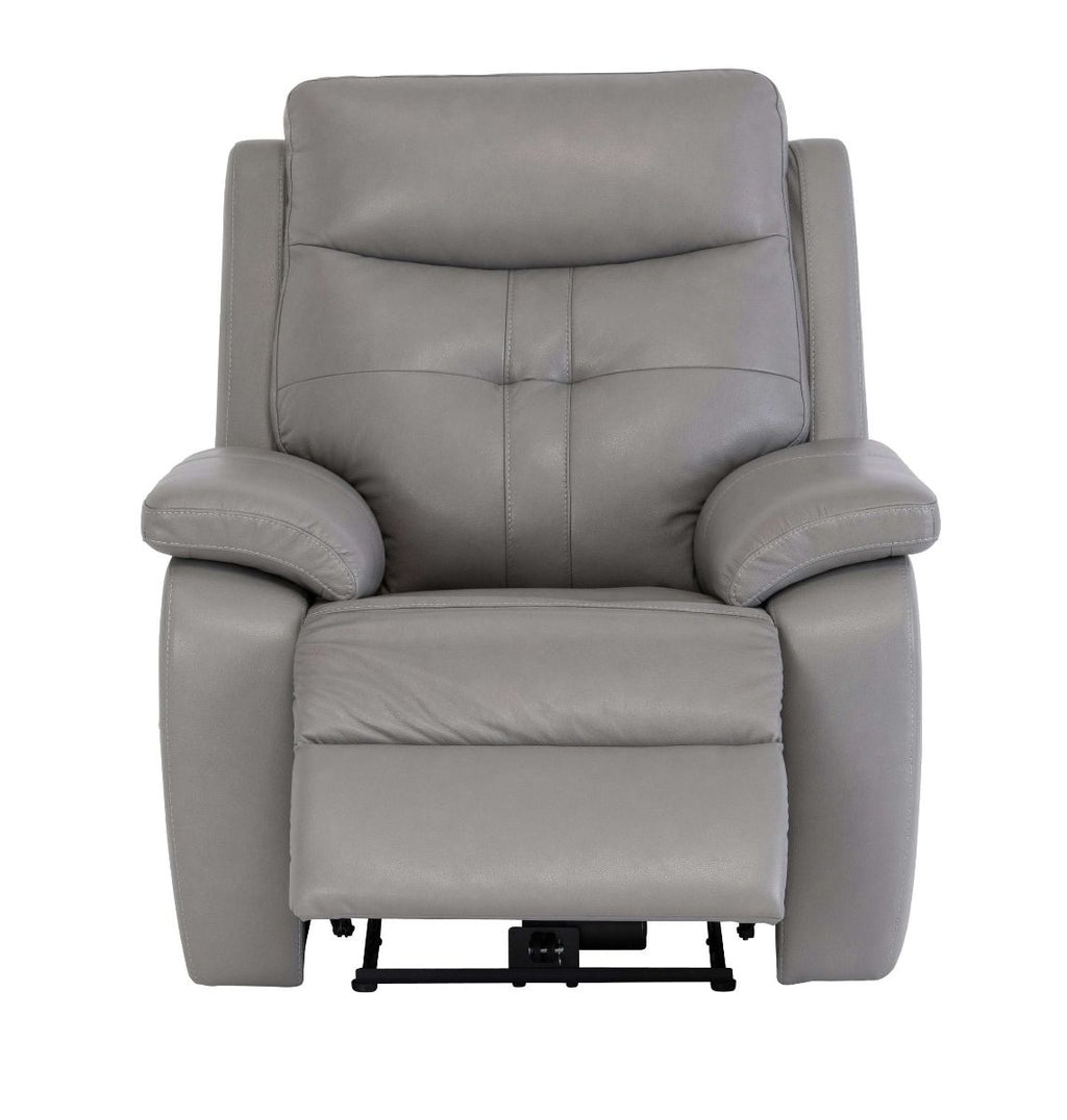 Oakwood Chicago Grey Leather Electric Recliner Arm Chair