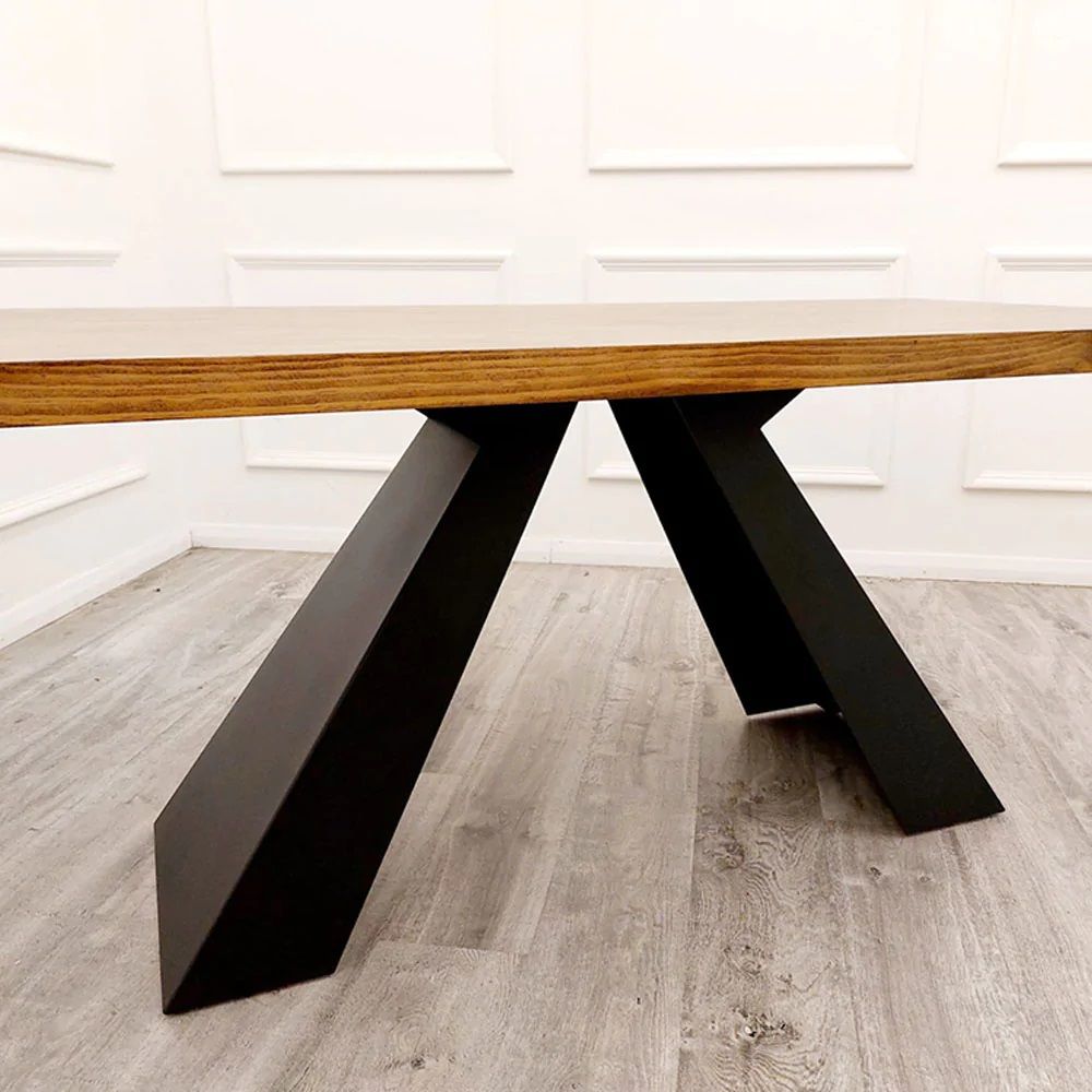 Oakwood Axel 1.8M Solid wood top with Matt Black Metal Legs Industrial Style Dining Table