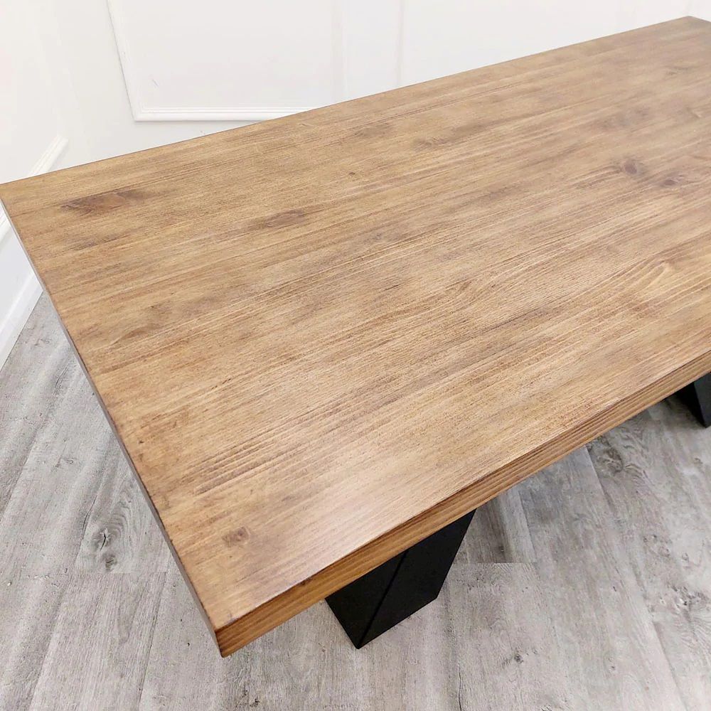 Oakwood Axel 1.8M Solid wood top with Matt Black Metal Legs Industrial Style Dining Table