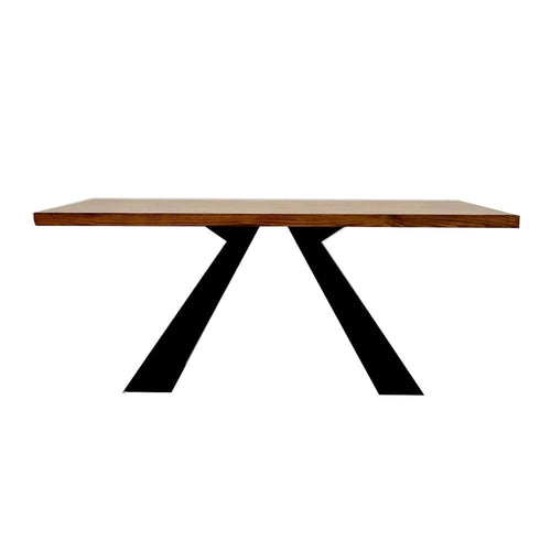 Oakwood Axel 1.8M Solid wood top with Matt Black Metal Legs Industrial Style Dining Table
