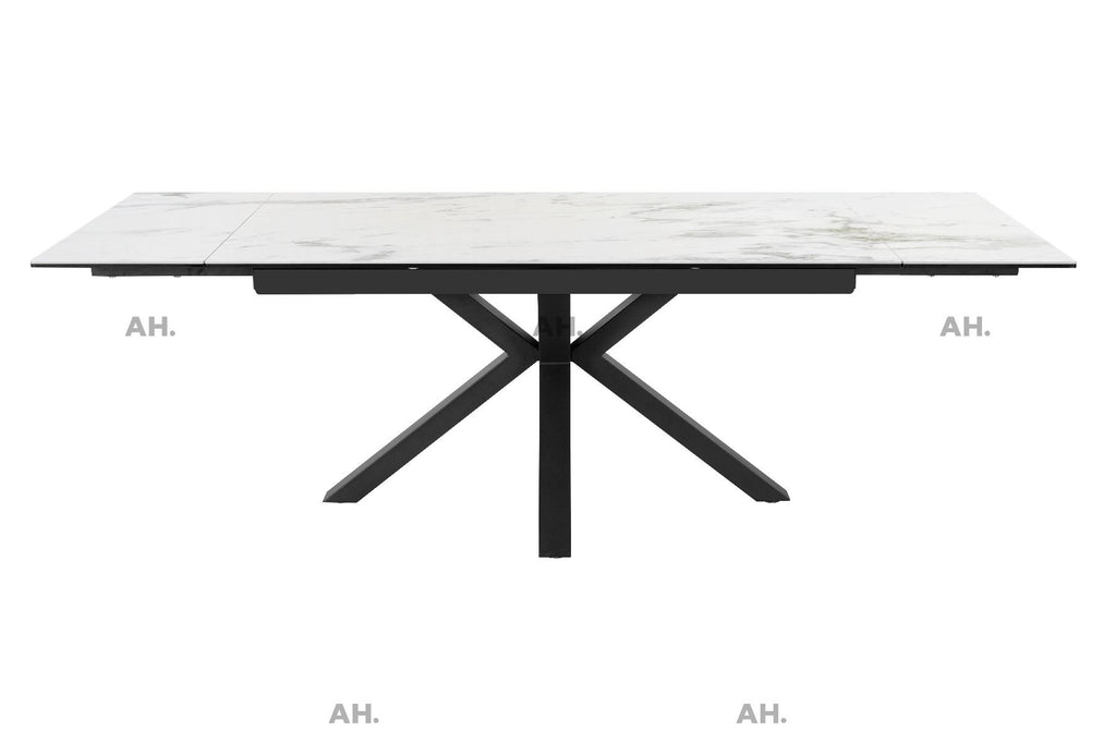 Oakwood Phoenix Ceramic White Marble Top Ext Dining Table