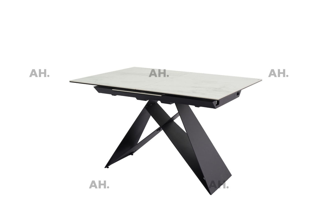 Oakwood Serena  White Ceramic Pop Up Ext Dining Table With Cambridge Dining Chairs