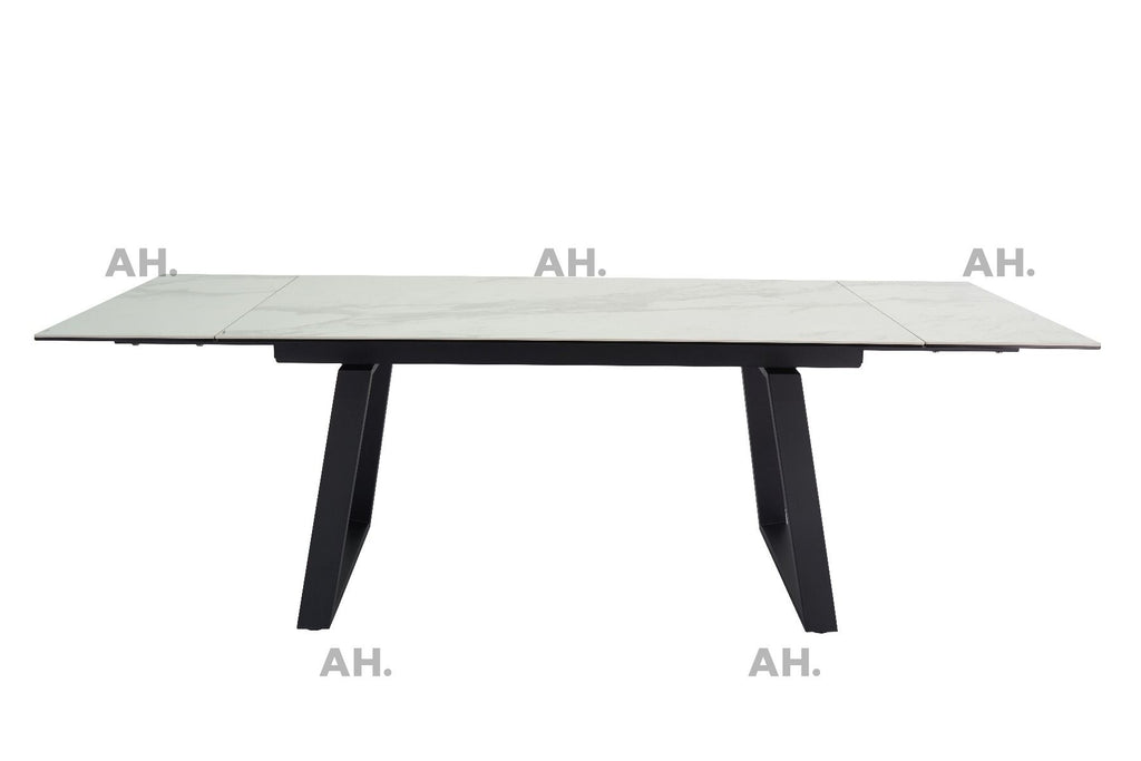 Oakwood Malindi White Ceramic Double Ext Dining Table
