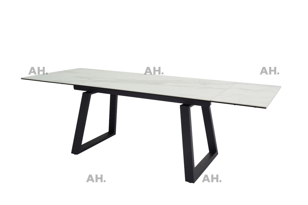 Oakwood Malindi White Ceramic Double Ext Dining Table