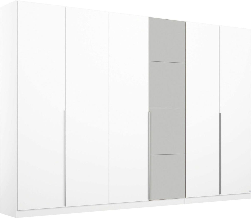 Oakwood Rauch Bellezza High Gloss White and Grey 6 Door Hinged wardrobe