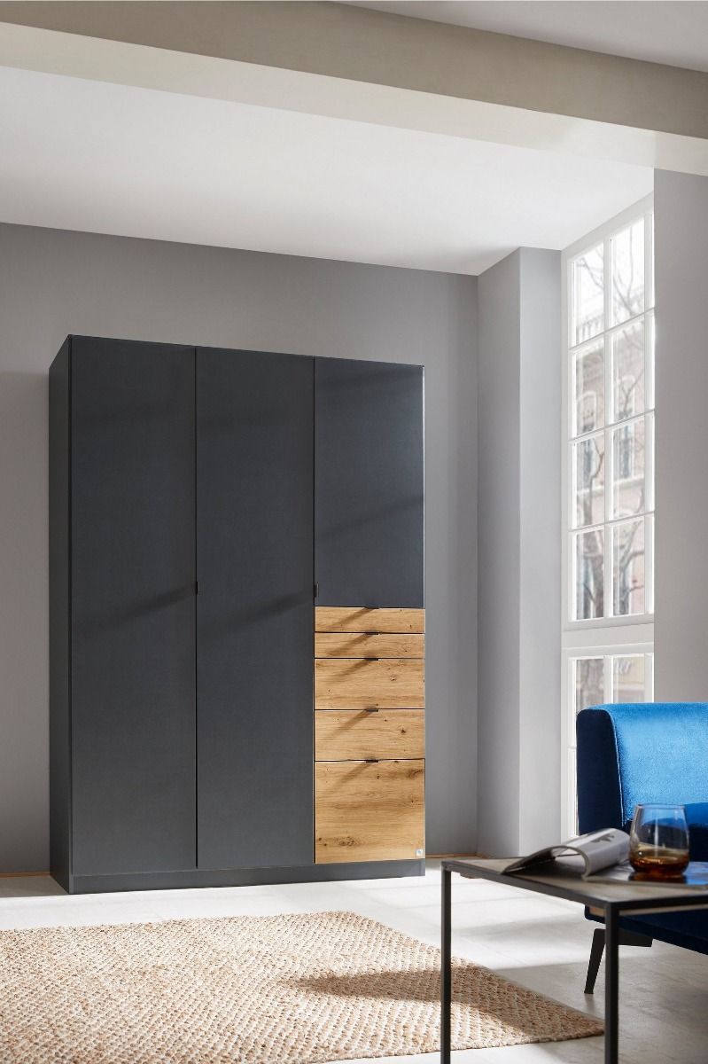 Oakwood Rauch Ontario Metallic Grey 3 Door Combi Hinged Wardrobe